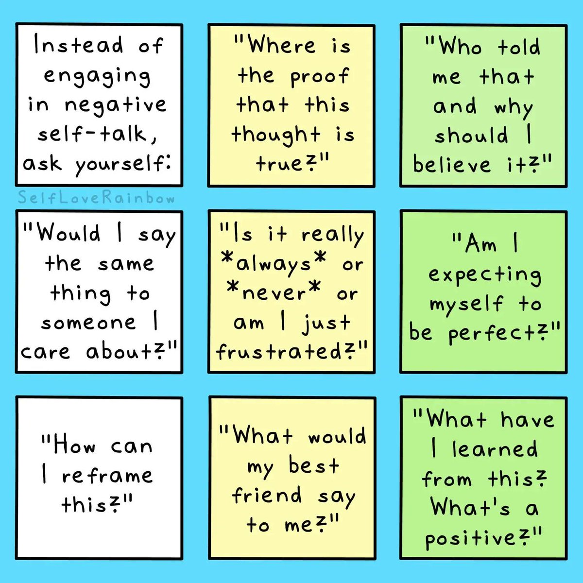 rowanconsult's tweet photo. Need some tips to deal with negative self talk? Thank you @SelfLoveRainb0w for the suggestions.
#selflove #selfcritical #wellbeing https://t.co/L3doK9tGIi