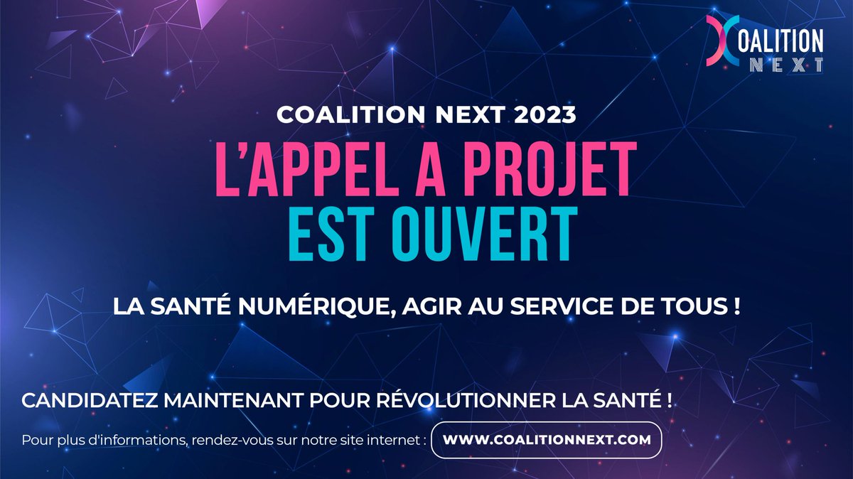 📣 [APPEL À PROJET] Santé #numérique, agir au service de tous
🎯identifier des solutions innovantes et accompagner leur expérimentation à l’hôpital. 
Vous êtes une #startup et vous souhaitez déployer une solution innovante auprès d'acteurs de santé ?
ℹ️coalitionnext.com/coalitionnext2…