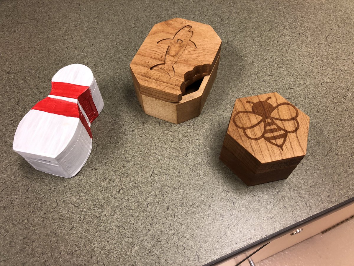 MHS_Tech_Ed1's tweet photo. Students in the #PLTW #CIM class designed their own container and lid using #Inventor and our #TechnoCNC! https://t.co/FMxfQUAHPz