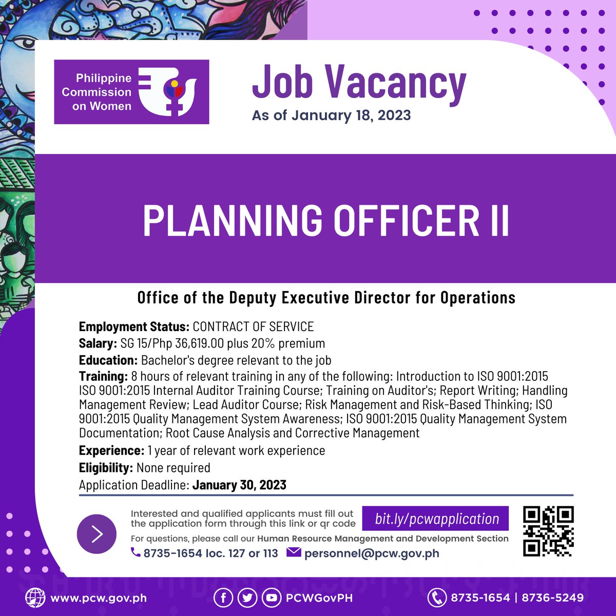Philippine Commission On Women on Twitter "PCWJobVacancy2023