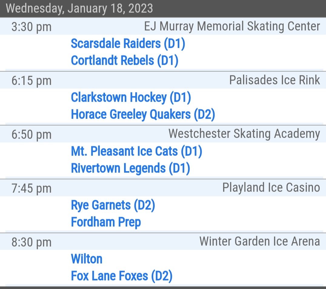 It's #GameDay in Section 1 and we have five big match-ups on tap!!!!! #SectionOnePucks