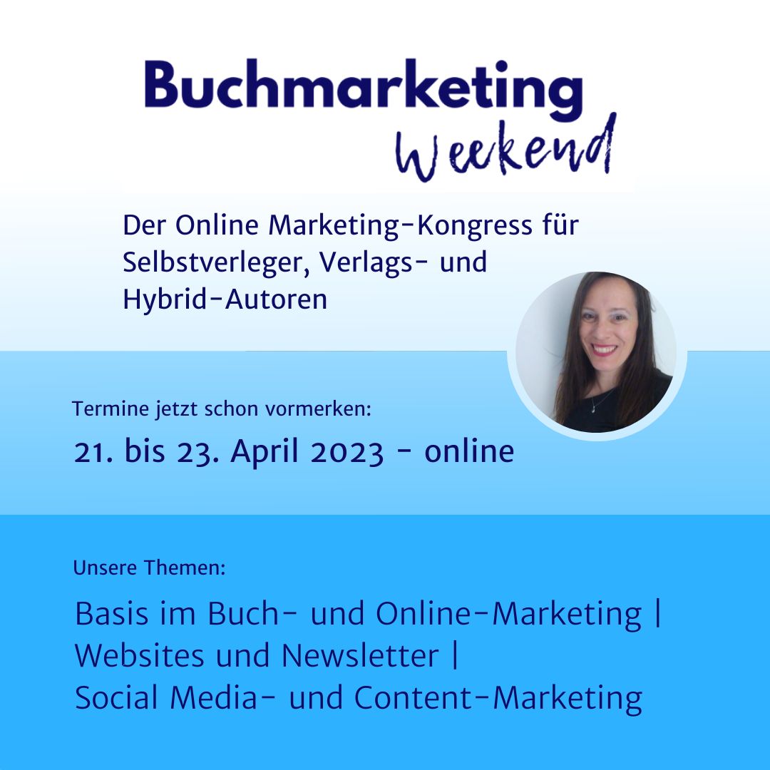 2023 findet das Buchmarketing Weekend im 4. Jahr statt und ich bin gerade dabei, die Inhalte für den Online-Kongress festzulegen.🙂 Dafür habe ich eine Umfrage in meiner Facebook-Community gestartet:
facebook.com/groups/buchmar…
#buchvermarkten #buchveröffentlichen #selbstverleger