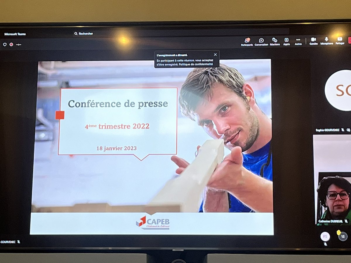 capeb_fr's tweet photo. #ConjCAPEB 🚀Lancement de la conférence de presse #CAPEB sur l’activité des entreprises artisanales du #batiment. @reponcapeb fera le bilan de l’année 2022 et évoquera les perspectives pour l’année à venir. https://t.co/2SL8LMcCMu