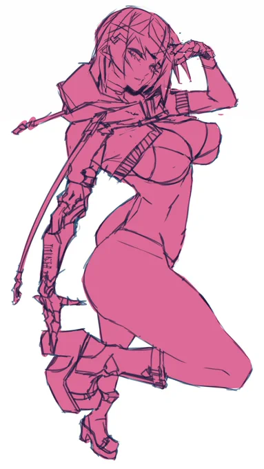 Got back pains and had to rest. Working out some ideas for a comission and ended up with something else instead.  I'm aiming of a giant wall scroll size this time. 