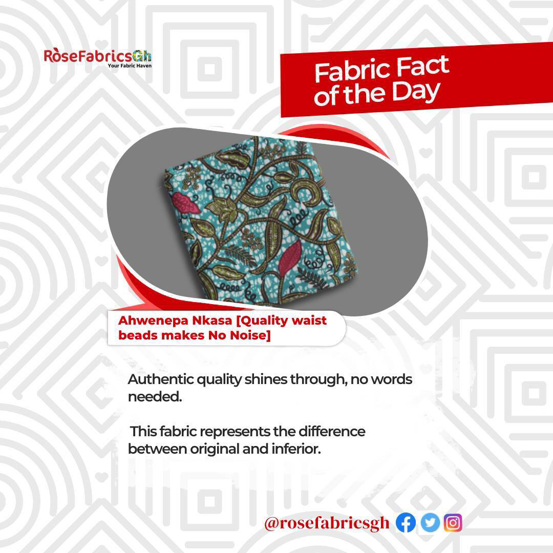 RosefabricsGh's tweet photo. Ahwenepa Nkasa is todayβs #FabricFactOfTheDay.
Quality speaks for itself, and this fabric sets the standard for originality and superiority.
Discover more fabrics at https://t.co/1bEITw3czI
#YourFabricHaven #WaxPrint #Fabrics https://t.co/q9ybOzfwk5