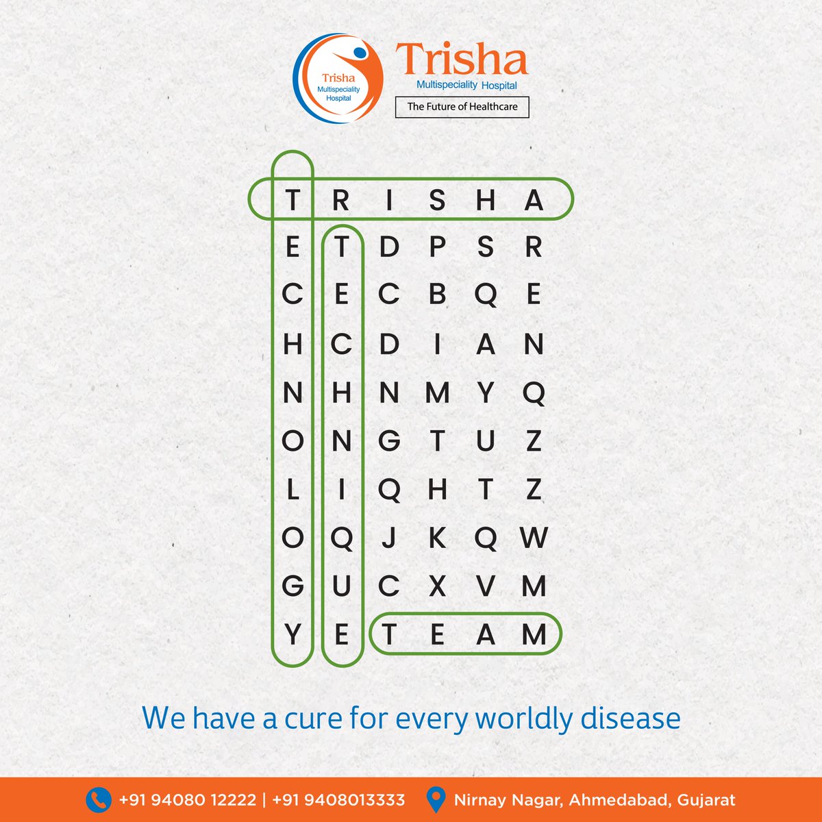 Where healing knows no bounds, and every ailment finds a cure. Welcome to Trisha Multispecialty hospital, where our team of professionals assists you in treating every disease.
#Healing #Team #Professional #BestTreatment #AffordableRates #OurStaff #OurTeam #Trustus