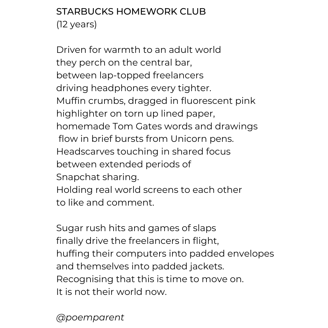 Sometimes a scene just presents itself. 
@therealtomgates @LizPichon @StarbucksUK 
#starbucks #homework #tomgates #tomgatesbooks #school  #schoollibrary #poem #poems #poetrycommunity @Starbucks  #poemoftheday #literacy