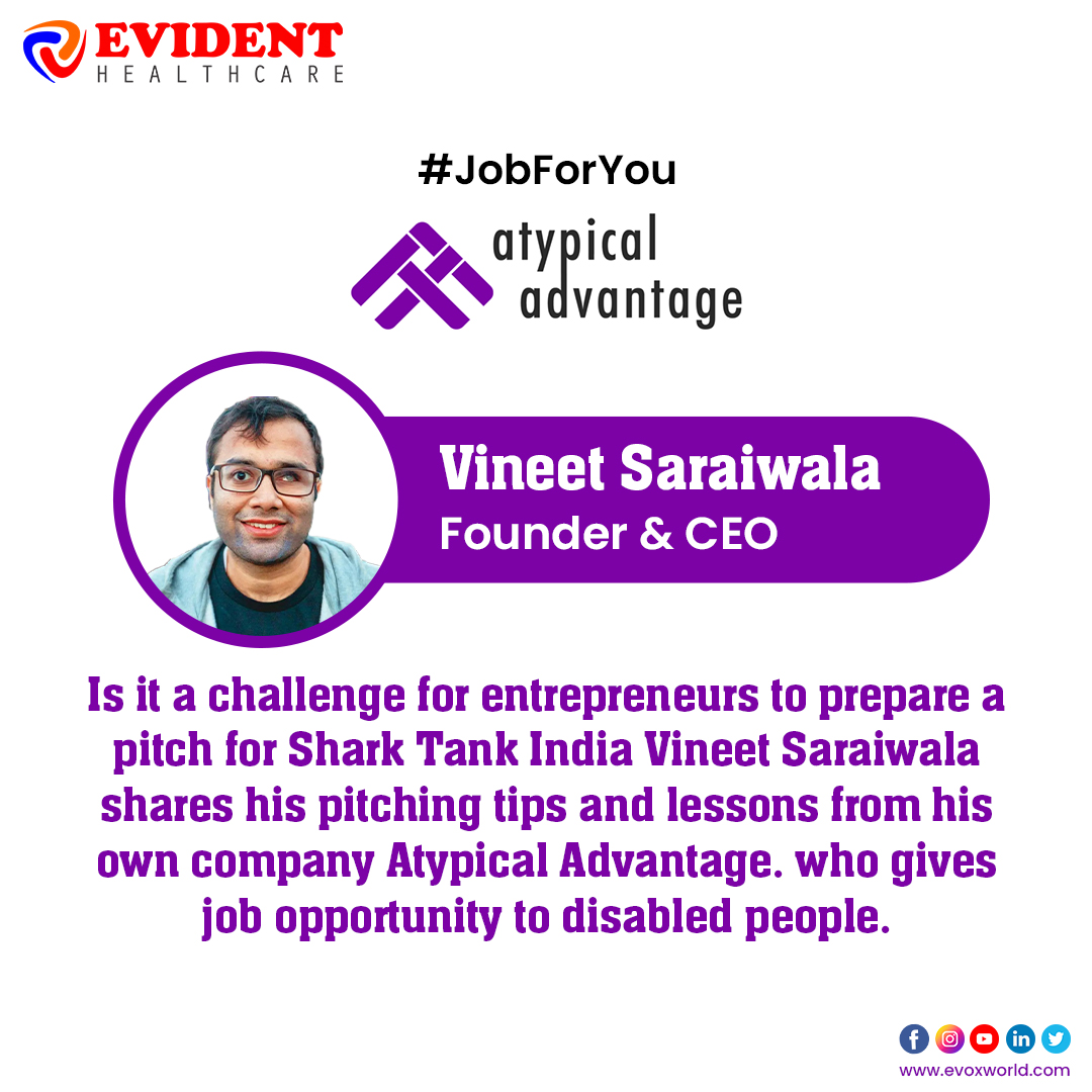 EvoxPharma's tweet photo. @EvoxMedical #jobForYou is our new campaign in which we work towards a brighter future for you.
Supports an organization that never quits Like @VineetSaraiwala founder &amp; CEO of @AtypicalAdvantage Who Give different types of #Job Opportunity for Disable person.
#support #explore https://t.co/1gcxBhCjOg