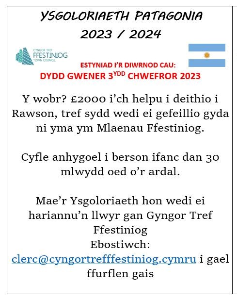 Mae dyddiad cau Ysgoloriaeth Patagonia wedi ei ymestyn am bythefnos arall. Ewch amdani!
Mae Llafar Bro yn falch iawn i gydweithio efo <a href="/CyngorTrefFfest/">Cyngor Tref Ffestiniog</a> i hyrwyddo bob blwyddyn, ac ers 2017 mae'r enillwyr wedi cyfrannu erthygl am eu profiad.
Dyma nhw:
llafar-bro.blogspot.com/search/label/e…
#yagym
