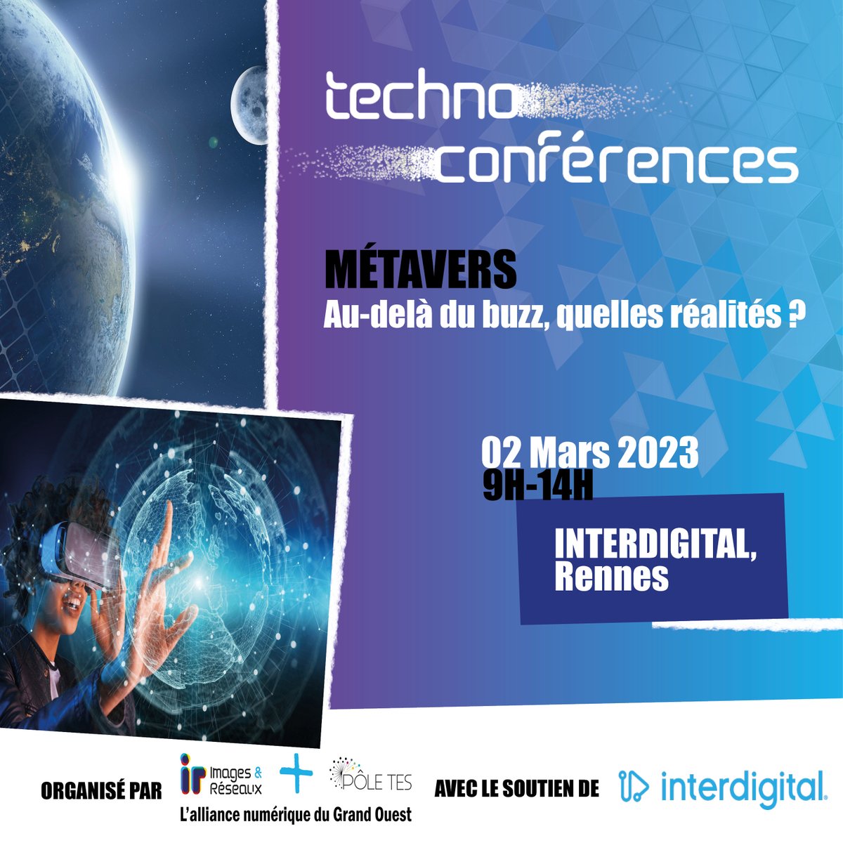 imagesreseaux's tweet image. [📢#Technoconférence] #Métavers, au-delà du buzz, quelles réalités ? 

Rejoignez-nous le 02/03 prochain à Rennes, dans les locaux d’Interdigital, pour une matinée ciblée Métavers !

Inscrivez-vous dès maintenant 👇
vu.fr/WRle