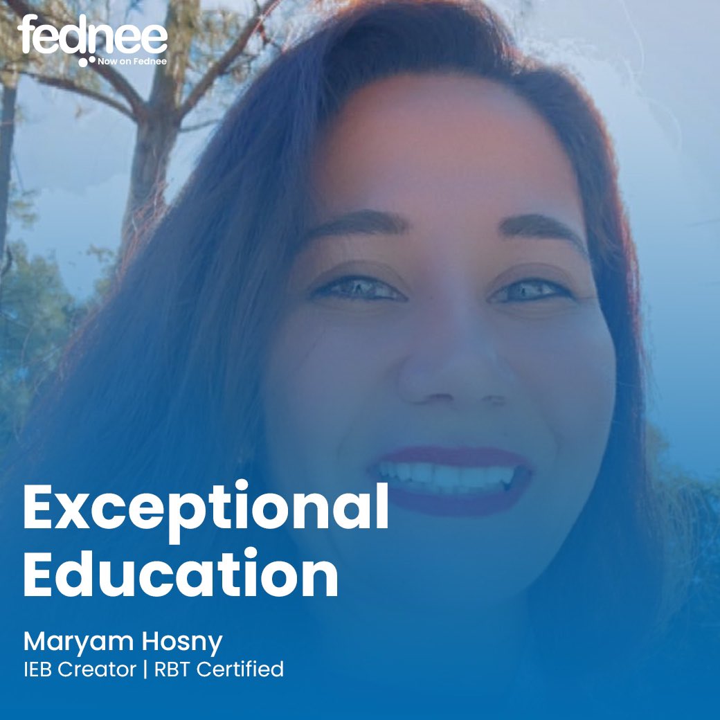 fedneeapp's tweet photo. Meet Maryam Hosny, an educator for children with special needs and behavior therapist.
Connect with Maryam and get advice on special needs education and tailored to your needs.
#SpecialEducation
#specialneeds
#timetofednee
https://t.co/8WRzh1r5YQ
@HosnyMaryam https://t.co/m0XFZyDcU7
