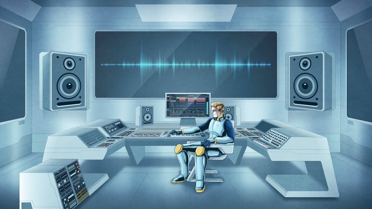We published an article on #superhero #music, a genre that is engraved in our $CPTINU story. Within the article, you see the below artwork that I'm super proud off:) Creating music in the #INUFORCE universe - the envisioned studio for <a href="/metariftstudios/">Metarift Studios</a> 

👇
captaininu.com/superhero-musi…