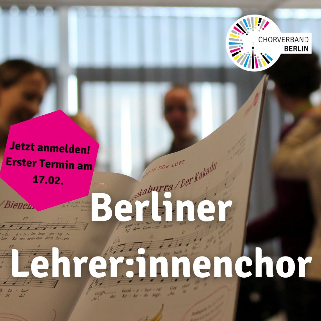 Ihr unterrichtet Musik an der Grundschule und wollt regelmäßig mit anderen Lehrer:innen singen, eure Stimmen trainieren und schulpraktische Lieder für den Unterricht kennenlernen?

Dann kommt zum Berliner Lehrer:innenchor!

Anmeldung: chorverband-berlin.de/veranstaltunge…

Foto: Isabell Arnold