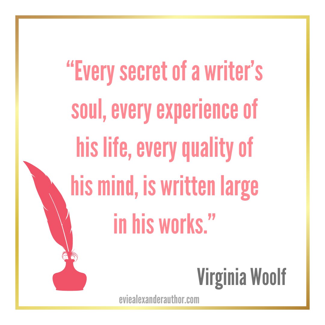 evie_author's tweet image. No matter how different my characters are on the page, all of them are products of me. Do you find parts of yourself lurking inside your characters?

#virginiawoolf #authorquotes #aboutwriting #writingquotes