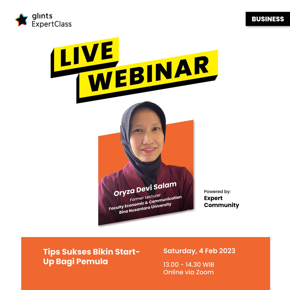 SalamOryza's tweet image. Link pendaftaran: glints.com/id/expert-clas…  

Kode Promo untuk mendapatkan Discount 30% : MARIBELAJAR
#businessfundamentals #Sharing #livewebinar #webinar