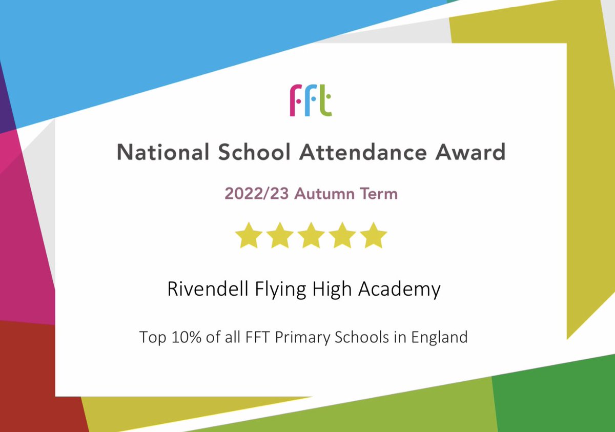 We’re proud to be awarded the Top 10% for school attendance in England for the Autumn term! Every day counts ⭐️ #schoolattendance #Everydaycounts #winning @FlyingHighTrust  @FFTEdu