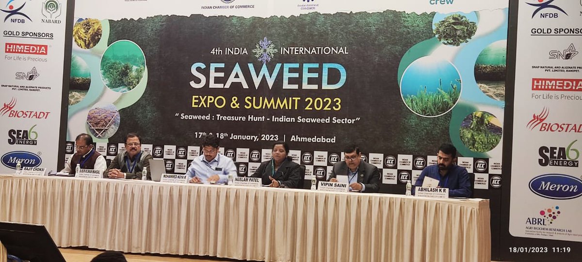 NITIAayog's tweet photo. #NITIAayog Sr. Adviser @DrNeelamPatel1 chaired the technical session on Regulatory Framework, Decentralization & Pathway Ahead at the 4th India International Seaweed Expo & Summit 2023 in Ahmedabad.
Discussions spanned over the challenges and status of #SeaweedDevelopment in ๐ฎ๐ณ. https://t.co/8etwj6q3PI