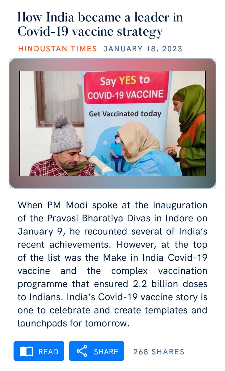 How India under the leadership of Prime Minister @narendramodi became a leader in Covid-19 vaccine strategy.
#ModiTheWorldLeader 

hindustantimes.com/opinion/how-in…