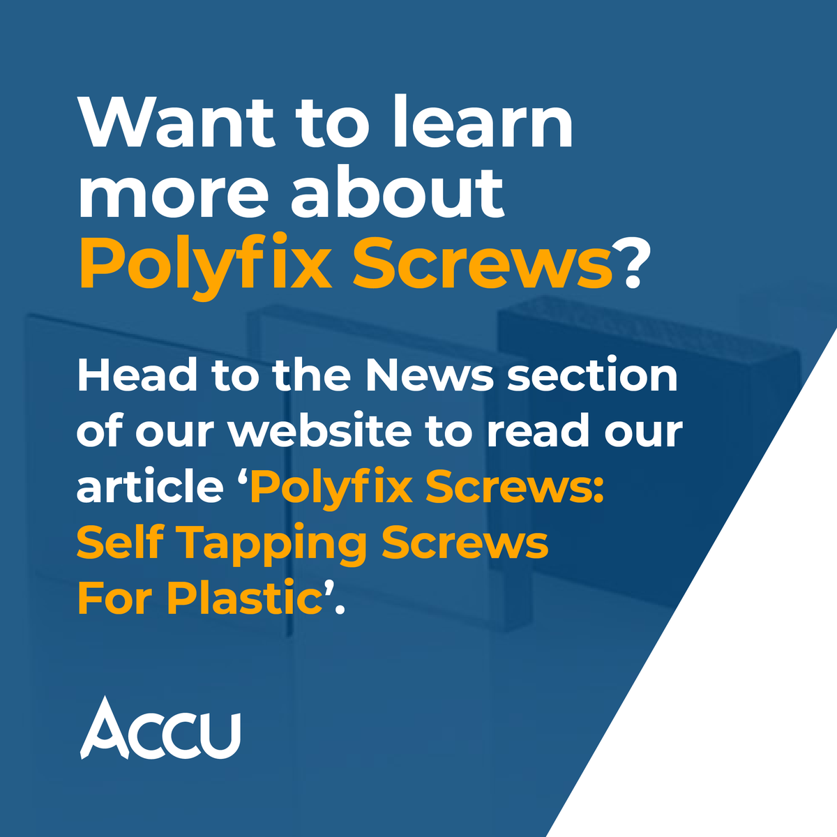 AccuComponents's tweet image. 🔗 Head to the News section of our website to learn more about Polyfix Screws, the features of a trilobular shape and the different types of Polyfix Screws. 
accu.co.uk/p/364-polyfix-…
#AccuComponents #TechnicalArticles #PolyfixScrews #Plastic #SelfTappingScrews #Engineering
