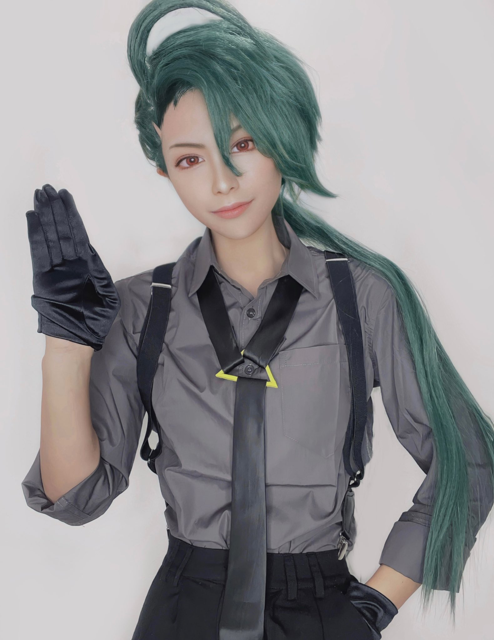 ポケモン SV チリ コスプレセット ウィッグ ネクタイ グローブ サスペンダー ポケモン SV チリ コスプレセット ウィッグ ネクタイ グローブ