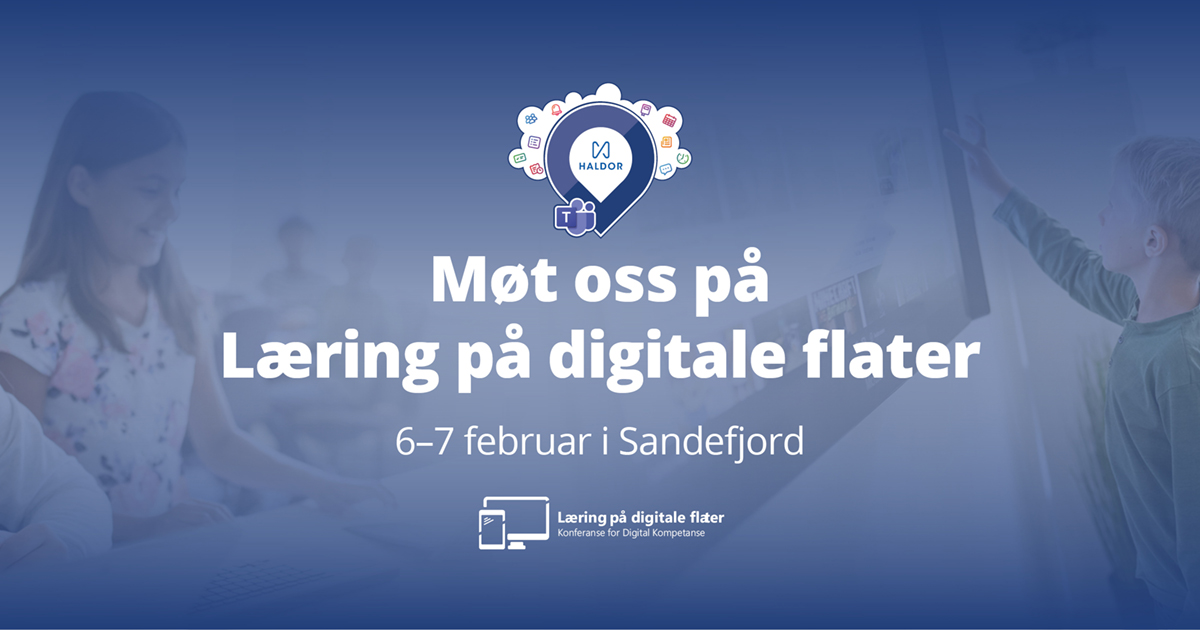 Skal du på konferansen Læring på digitale flater i Sandefjord 6-7 februar? Det skal vi!

👉Vi viser hvordan Haldor forenkler #skolehverdagen og gir lærere alle funksjoner de trenger i det pedagogiske arbeidet direkte i #MicrosoftTeams.

digitalkompetanse.no