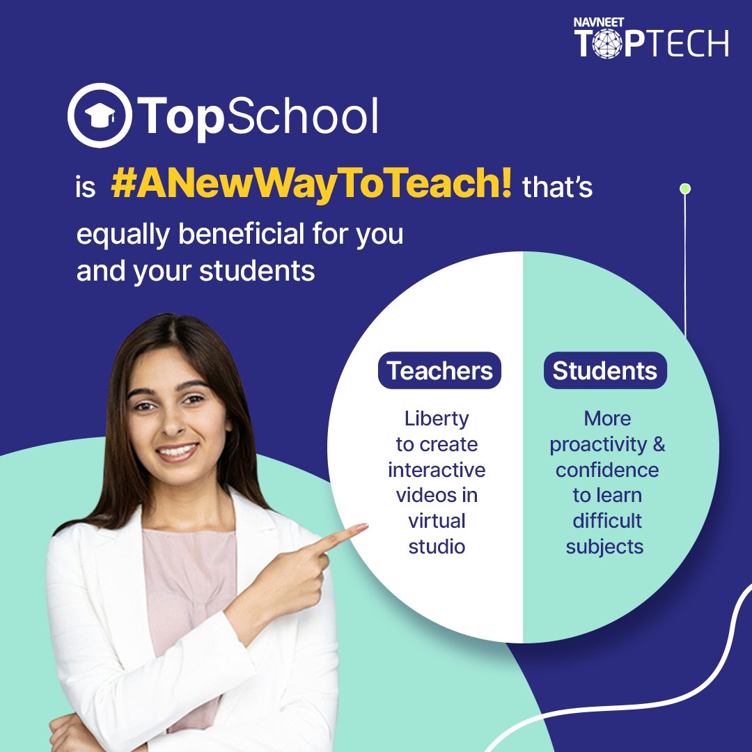 navneettoptech's tweet photo. Creating an effective teaching and learning environment is at the crux of #TopSchool.
Embrace #ANewWayToTeach with TopSchool, a smart Learning Management System that equips teachers and students with simple phygital solutions.
#Navneet #NavneetTopTech #NationalEducationPolicy https://t.co/YckXKk16ka