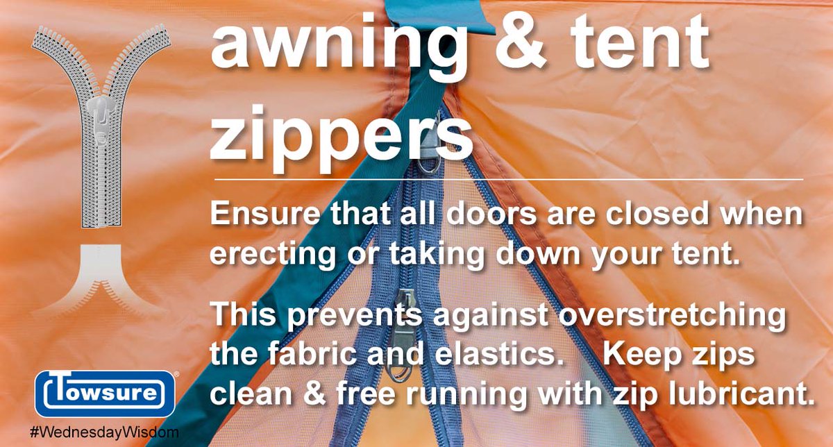When pitching your tent or awning, keep the zips closed.  Otherwise, the material, elastics or stitching can stretch and strain when the zipper pulls the fabric taut

Follow us for more #campingtips  #Tent #Awning #WednesdayWisdom