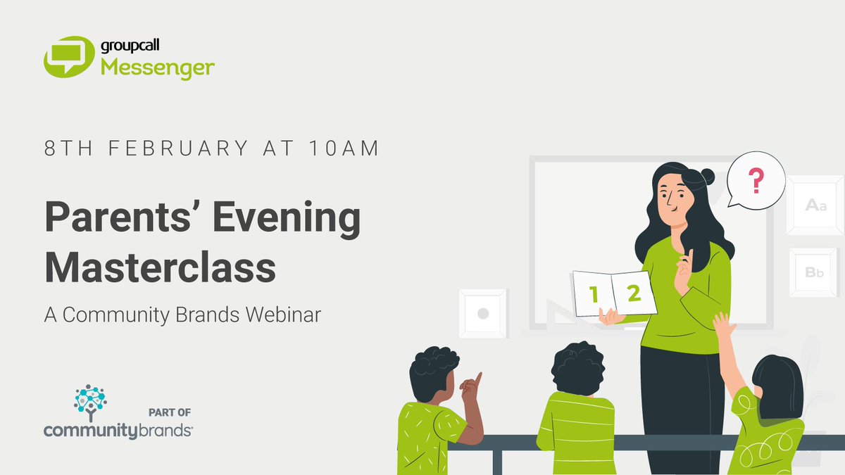 Groupcall's tweet image. Let us help with any upcoming parents' evening stress. Join our free webinar on 8th February at 10 am to discuss all tips and tricks with our Parents’ Evening expert Marcus to transform your planning process. Register today: bit.ly/3X7jTq7

#Webinar #ParentsEvenings