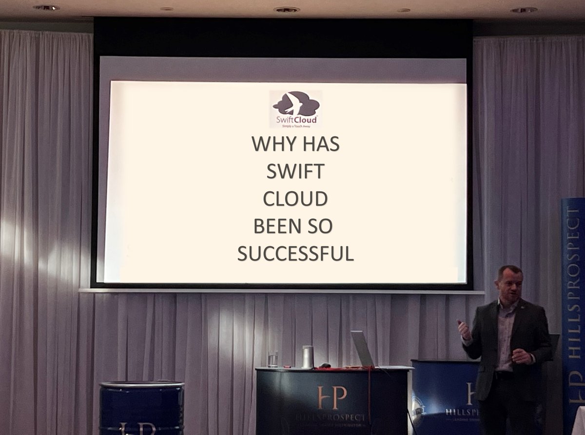 SwiftCloud's tweet image. A fantastic and insightful event and a wonderful time had by all. We are incredibly proud that SwiftCloud is a resounding success for your business, thank you @HillsProspect for having us.