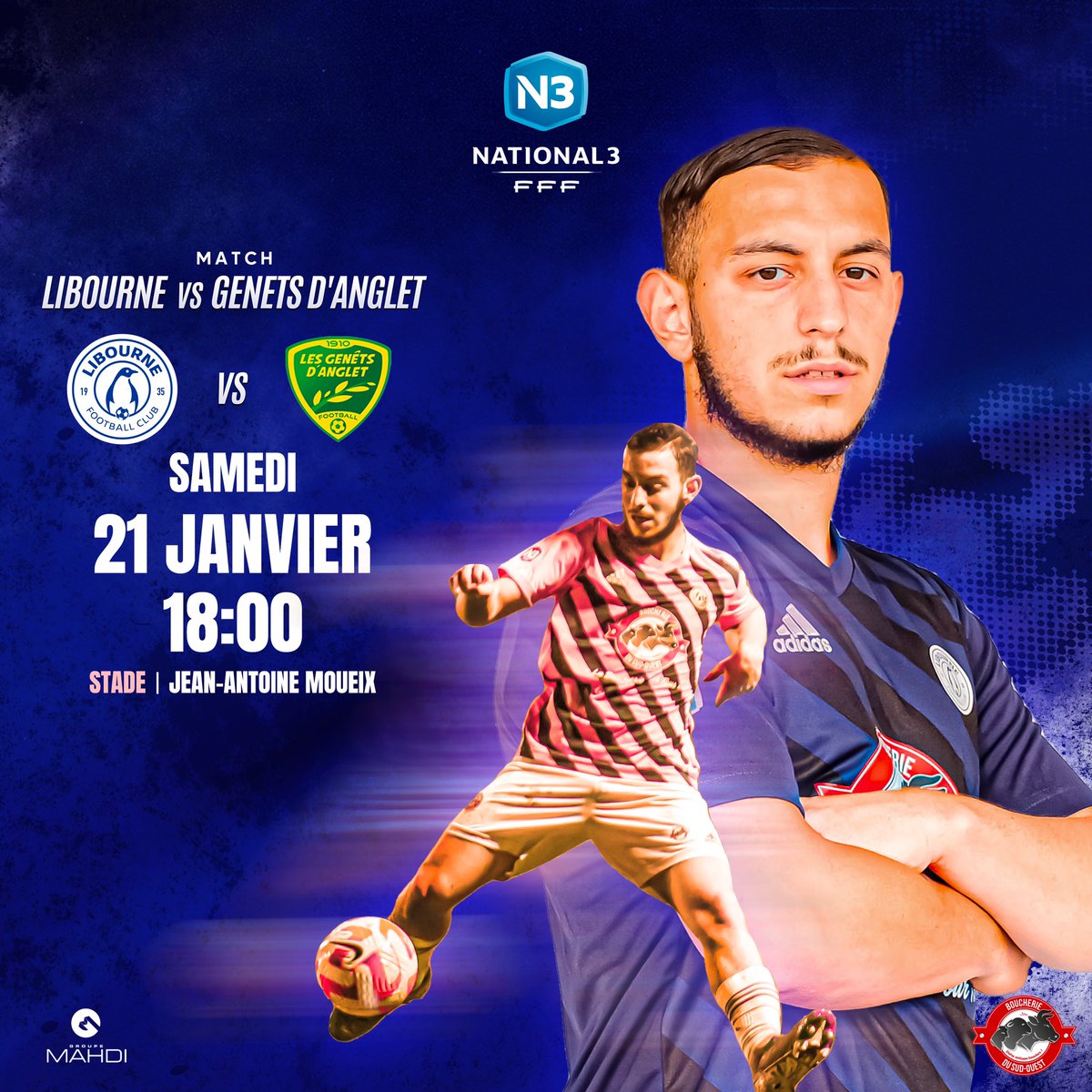 fc_libourne's tweet photo. Les Pingouins vous donne rendez-vous, ce samedi à 18 heures, pour la réception de Genêts d'Anglet ⚽️ 

𝐒𝐮𝐩𝐩𝐨𝐫𝐭𝐞𝐫𝐬 on compte sur vous 💙 #libourne https://t.co/fM5WBe6XsZ