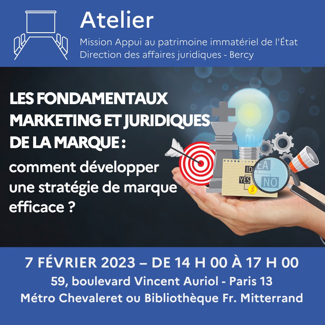 Envie d'en savoir plus sur les fondamentaux marketing et juridiques de la marque ? La mission APIE organise un atelier réservé aux entités publiques. Inscription et programme sur economie.gouv.fr/apie/atelier-s… #marketing #stratégie #marques #marqueemployeur