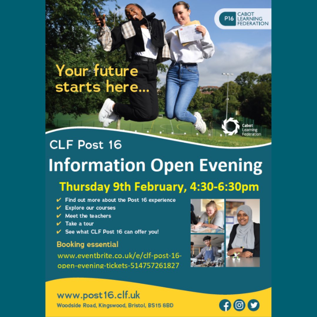 CLFPost16's tweet photo. 🗓️Save the date..
Book here: https://t.co/xmg0KsyRVI 

@Cabotfederation 
#CLFP16 #InformationOpenEvening #Savethedate #joinus https://t.co/Z9Y7BckLXW