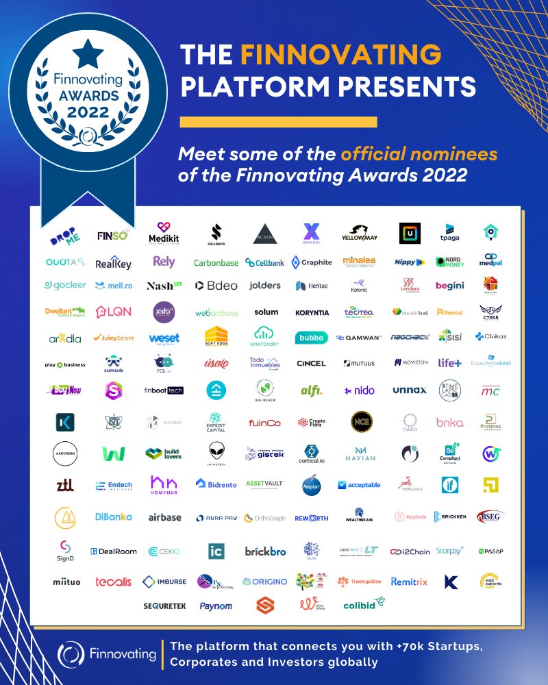 FinnovatingHub's tweet image. 🏆We feel absolutely thrilled to announce some of the startups nominated to the #Finnovating Platform #awards 2022.
 
👏Congratulations to the #startups🍀

Take a 👀 at the nominees ⤵ (and connect with them through the our chatroom💭: bit.ly/3GRvvGP)