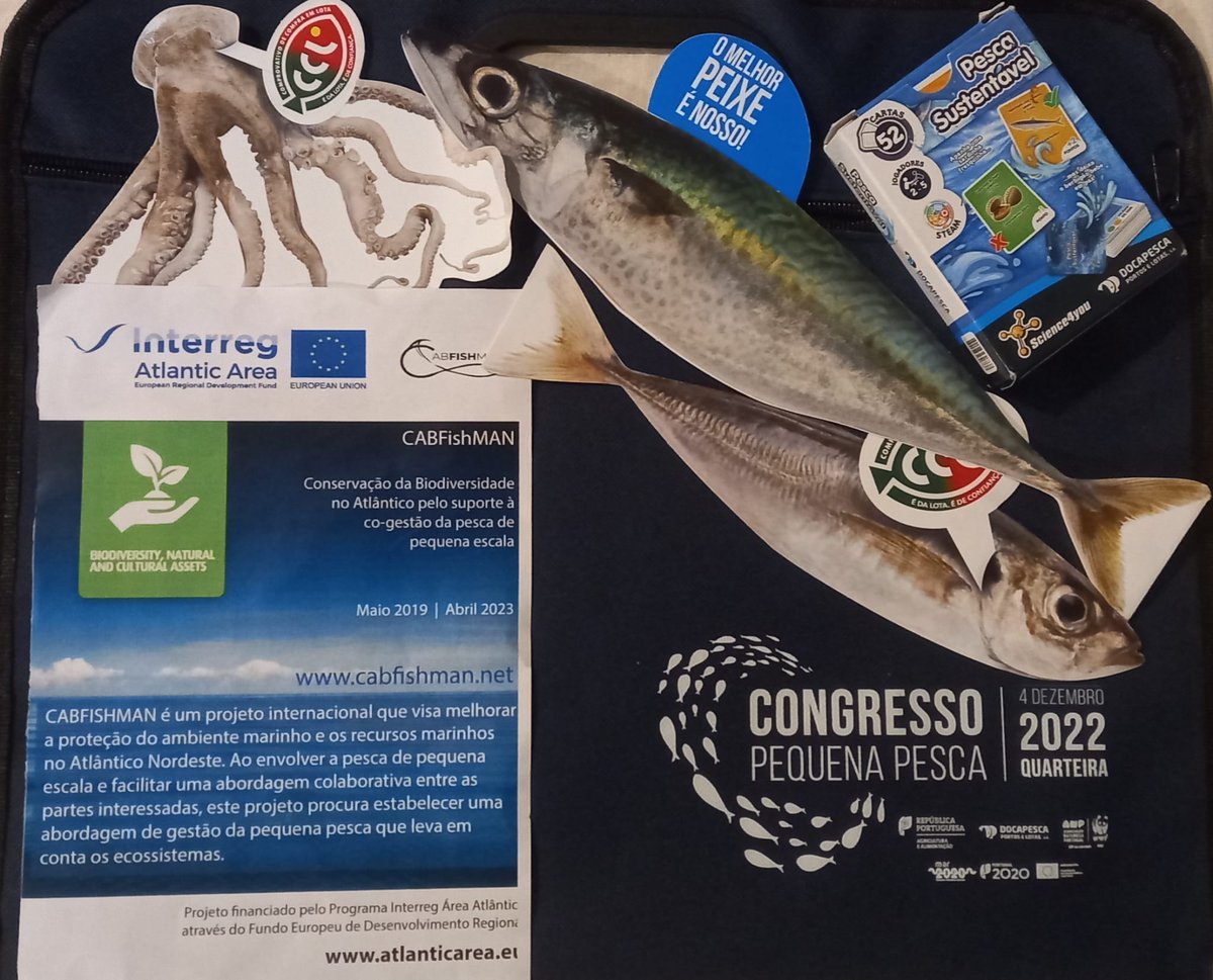Cabfishman's tweet photo. We’re pleased that #CABFISHMAN project flyers were shared at the #Portuguese #SmallScaleFisheries Congress in Dec. The event explored opportunities for co-management, & challenges facing #fishing. It was great to promote our project to many others working in the #SSF sector! 🐟 https://t.co/Y4WN8mHiby