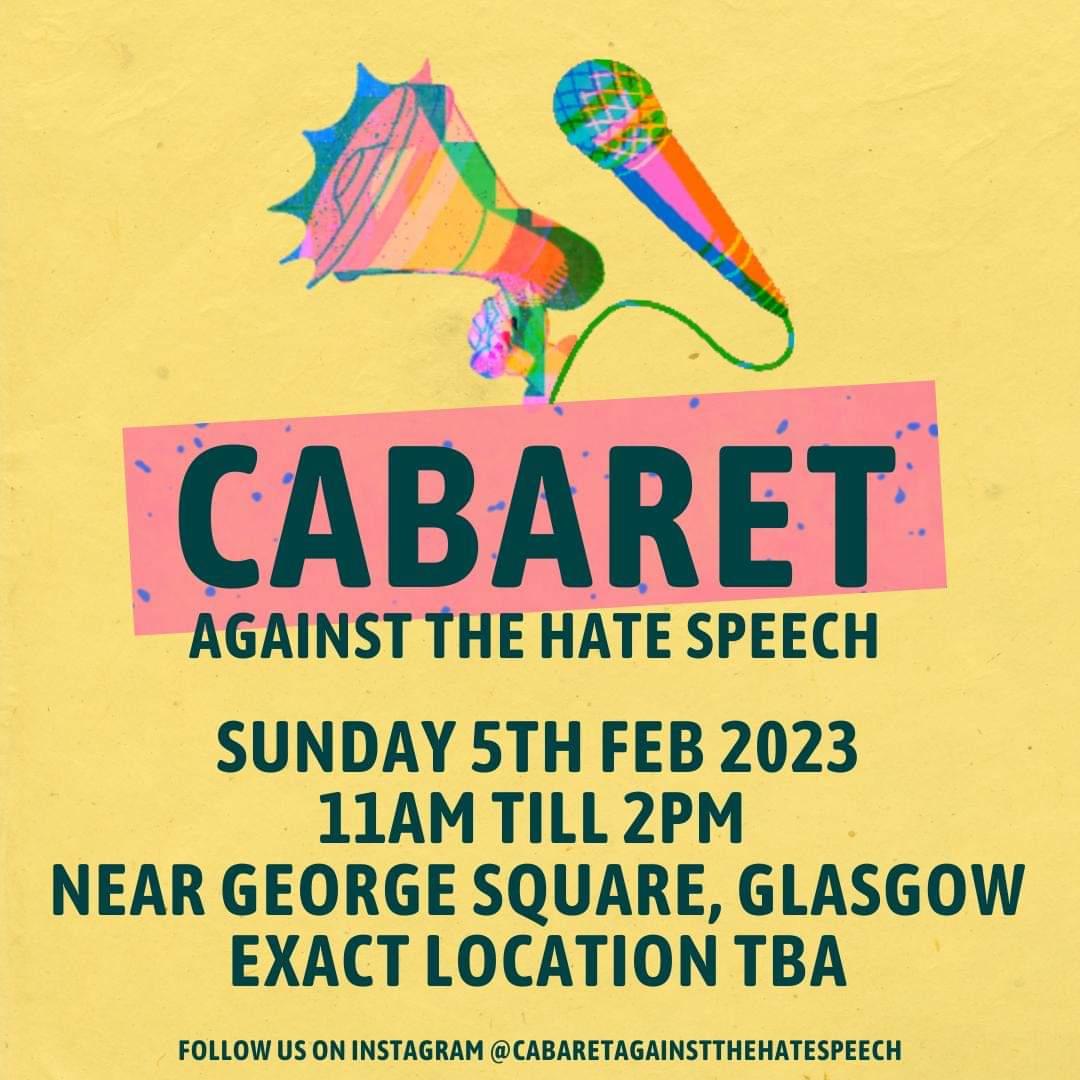 pickle_bee's tweet image. 🚨ALERTA ALERTA ANTIFASCISTA🚨

On the 5th of February fascists are coming to Glasgow. 

The amazing @cabaretagainst that you can learn about their previous work below is the first group to announce a counter protest.

Please give them a follow and I&apos;ll see you February 5th.