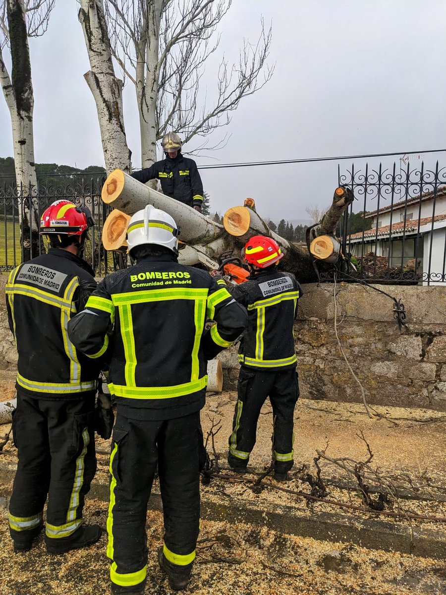 112cmadrid's tweet photo. ➢ El viento también provocó algún problema en la @ComunidadMadrid.
➢ El #Parque42 de #BomberosCM en #Villalba, tuvo varias intervenciones, aunque afortunadamente nada grave.
➢ Caída de ramas de árboles a la vía pública, toldos y saneamientos de cornisas.
#ASEM112 https://t.co/sygam1RGzR