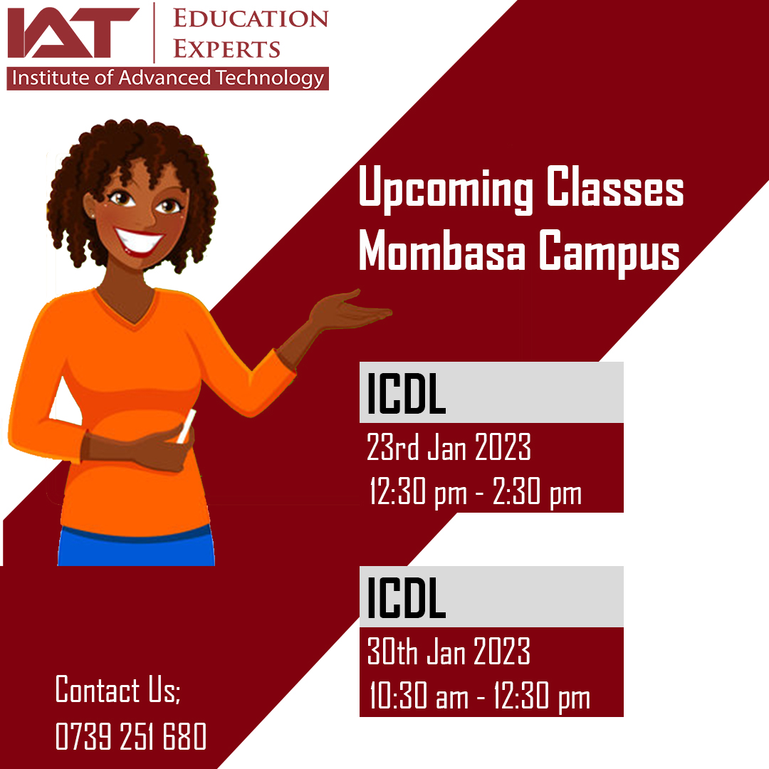 IATCollege's tweet image. Call/SMS/Whatsapp 0739251680

#upcomingclasses #learnnewskills #ICDL