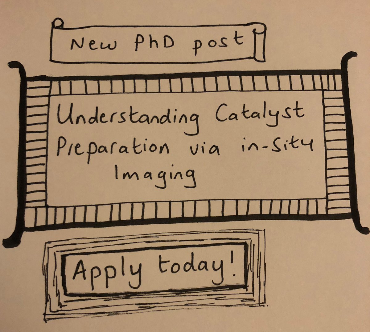 ChemistryCU's tweet photo. PGR Wednesday! New funded PhD post now accepting applications for research into Understanding Catalyst Preparation via In-Situ Imaging. Why not see if this is the next step for you? https://t.co/g9pTtsMjQC https://t.co/s3bp8y1uUt