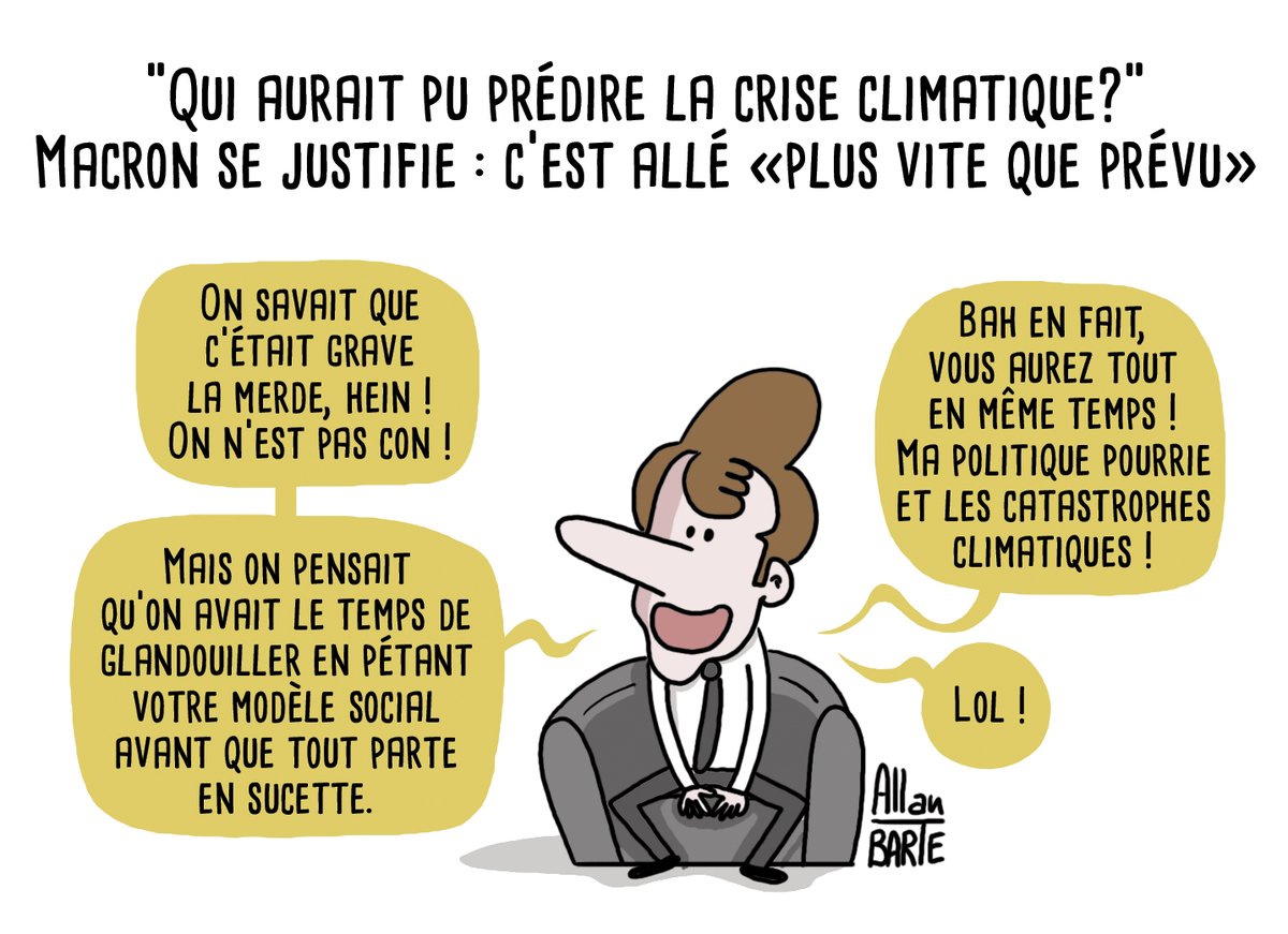 AllanBARTE's tweet photo. Wow ! Déjà ! Franchement, j'aurais pas cru, lol !
#GIEC #Macron #CriseClimatique #Voeux #VoeuxMacron #PlusViteQuePrévu

Pour financer la lutte dessinée 😋
▶️ https://t.co/0masgFkJKG https://t.co/UrA8SVobUi
