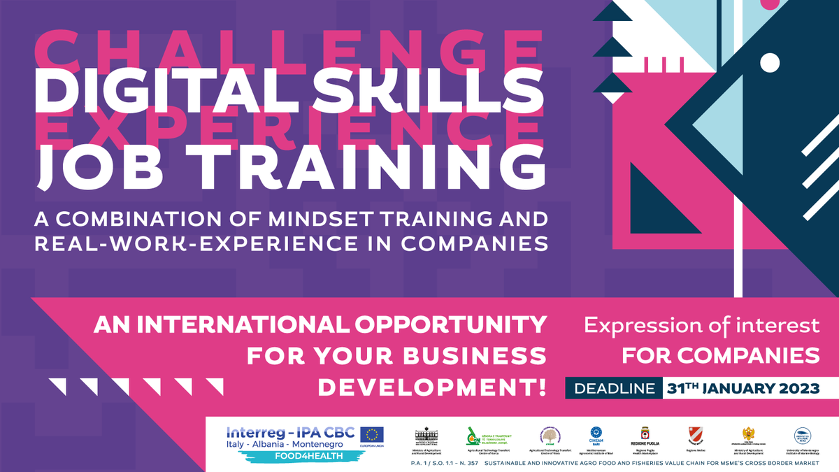 CIHEAMBari's tweet photo. INTERNATIONAL OPPORTUNITY FOR YOUR BUSINESS DEVELOPMENT!
#CIHEAMBari is offering the opportunity to collaborate with an international team of young from #Italy #Albania #Montenegro in #projectworks tailored to your #InnovationNeeds
👇
https://t.co/Gykj3Vbamj
🔴Deadline: 31 Jan https://t.co/cnk3HrCec5