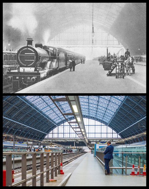 Tetramesh's tweet image. St Pancras station - c.1910 &amp;amp; 2023 flickr.com/photos/tetrame… #oldLondon #Londonhistory