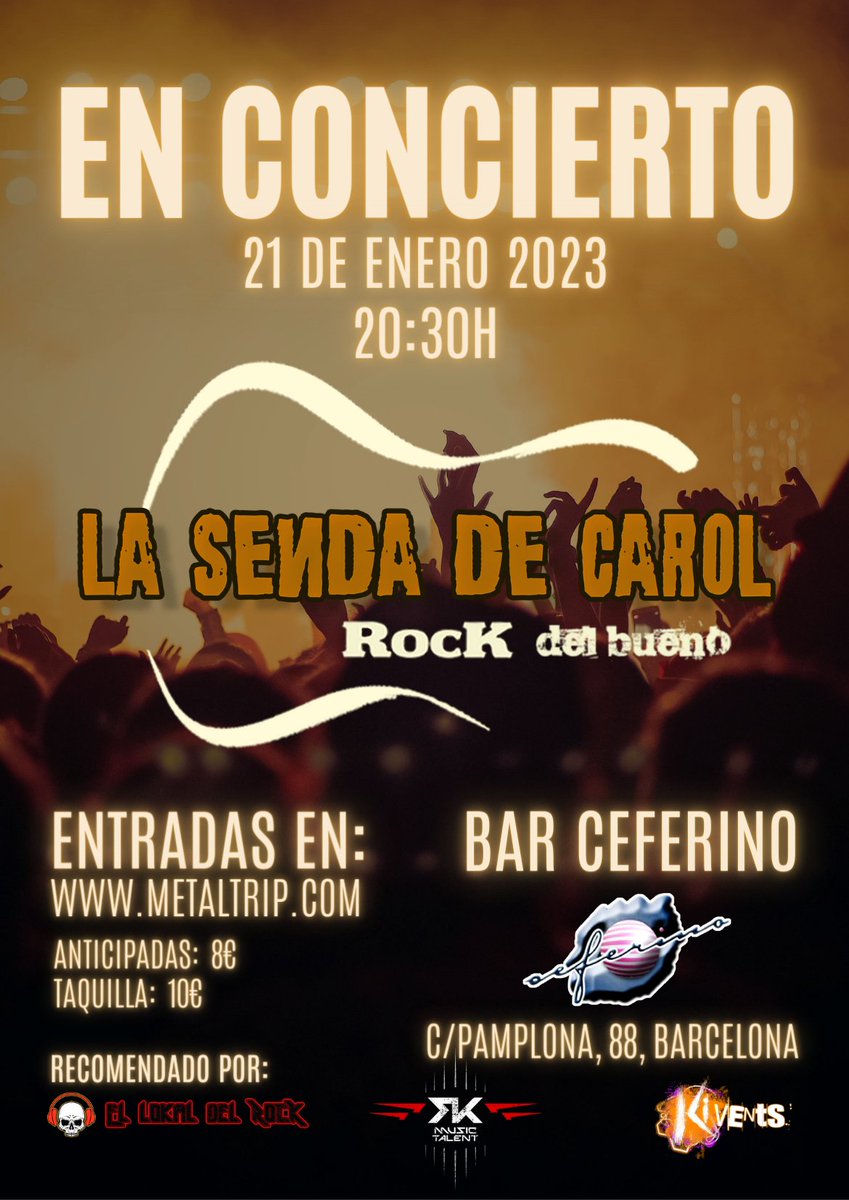 🔥Nos vemos este sábado en #Ceferino #Barcelona 🔥

#rockdelbueno
#conciertos #21Enero #conciertobarcelona #livemusic #live #music #rockenespañol #rock #spanishrock #ceferinobarcelona #music #concierto #conciertos2023 #conciertosenero #livemusicjanuary #weekend #lasendadecarol