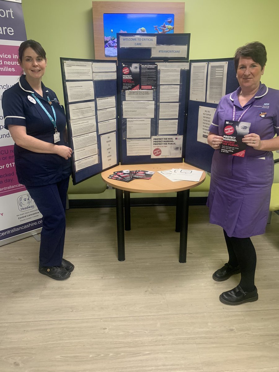 CritcareLTHTR's tweet photo. Critical care is a derogated unit. We are maintaining safe staffing levels today and tomorrow whilst supporting @theRCN strike action. Our rcn committee member @EmmaLSimmons22 has produced this information board for our visitors. #RCNStrike #nursestogether #patientsafety https://t.co/l7U5iYs6Y8