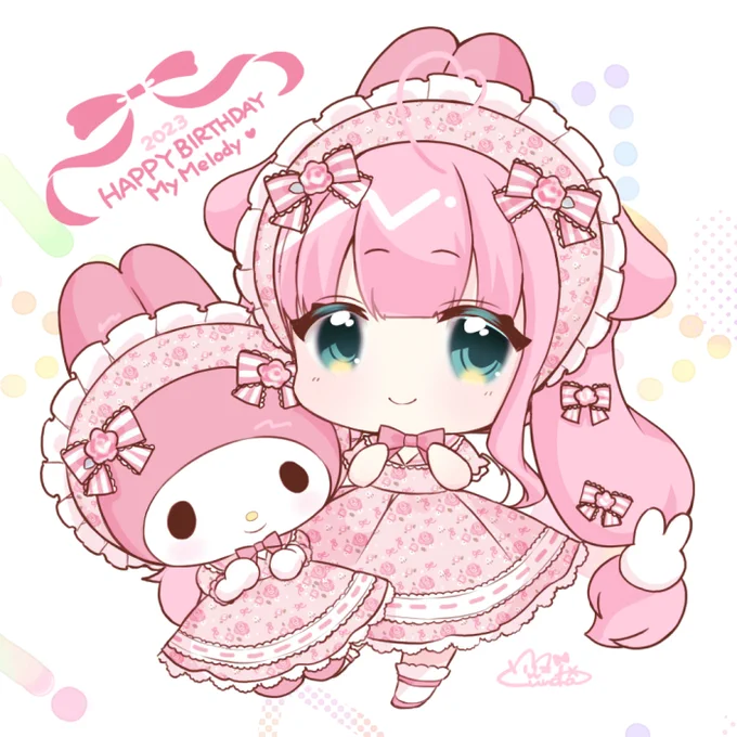はっぴーばーすでーマイメロさんももメロさんとおそろにしましたエヘヘ#マイメロディ 