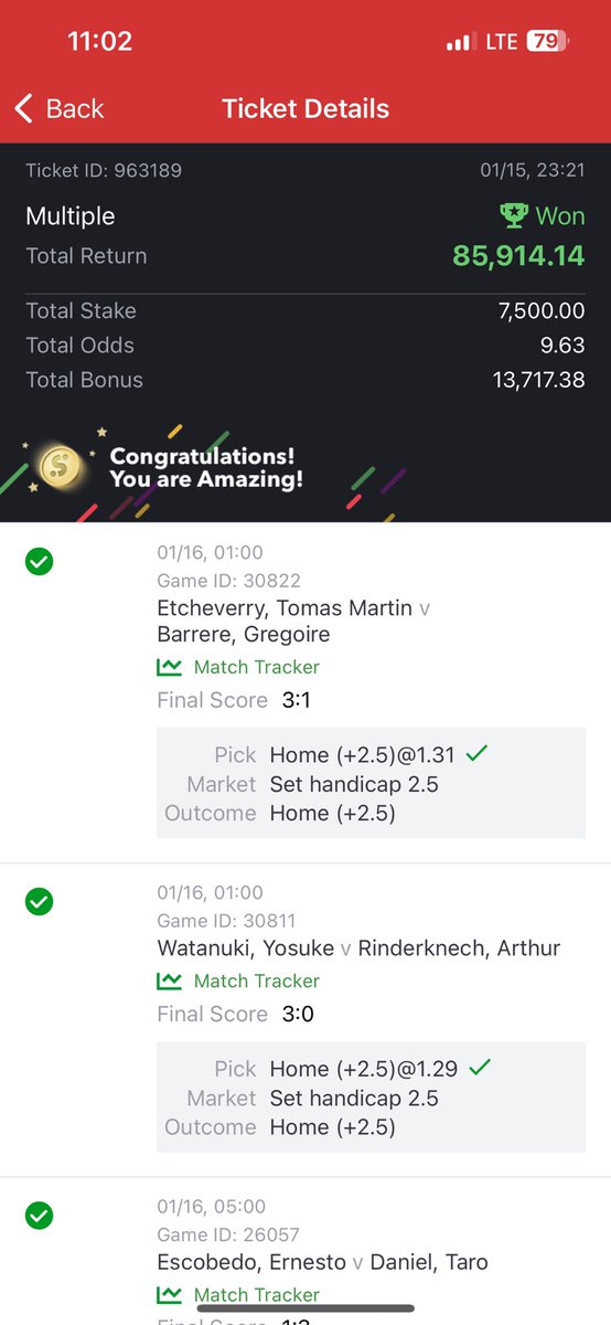 Finally paid out✅
7500 to 1.1m done successfully🤑🤑
Tennis my first love🥰🥰🥰

<a href="/Mrbankstips/">MrBanks💰</a> <a href="/mrbayoa1/">Mr Bayo</a>
