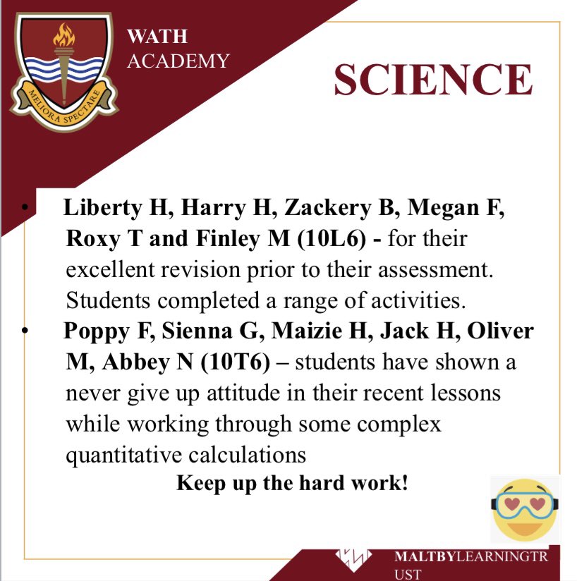 Wath_Science's tweet image. Science Stars 🌟🌟🌟#worldclasslearning #nevergiveup @WathAcademy