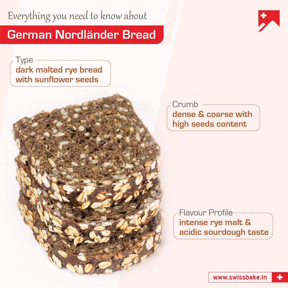 SwissBakeGlobal's tweet image. Indulge in a slice of tradition with SwissBake's #Nordländer bread mix. 
Made with authentic German rye, sunflower seeds and sourdough; it's dense, healthy and delicious. 

Visit👉swissbake.in/product/nordla…

#SwissBake #GermanBread #AuthenticTaste #Sourdough #EasyBaking