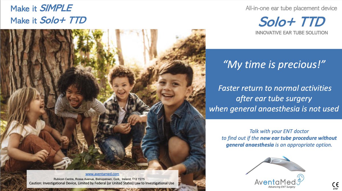 “My time is precious!”
Faster return to normal activities after ear tube surgery when general anaesthesia is not used.
For more information go to aventamed.com
#eartubes  #otorrino #orl #ear #otorhinolaryngology #makeitsimple #eartubesurgery #otitis #otitismedia #ENT