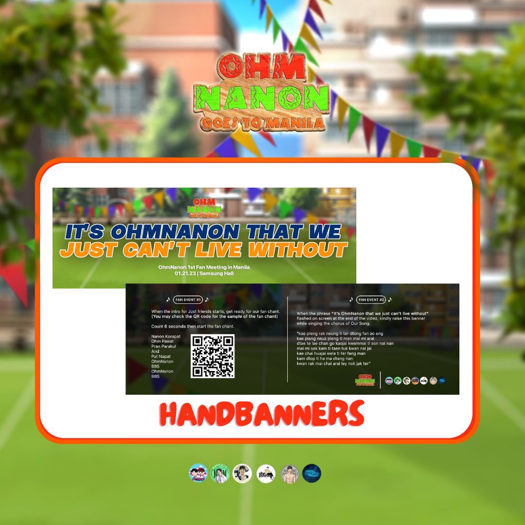 ohmnanonph's tweet photo. OHMNANON Goes To Manila 🇵🇭🎉

" HANDBANNERS 🗣 "
📢 Get ready to wave this banner for them to feel our love. Don't forget to review our fan chant by scanning the QR code above. 🗣️💚❤️

#OhmNanonFMManila2023
#ohmnanon #ohmpawat #nanonkorapat https://t.co/aTdFzShPF4