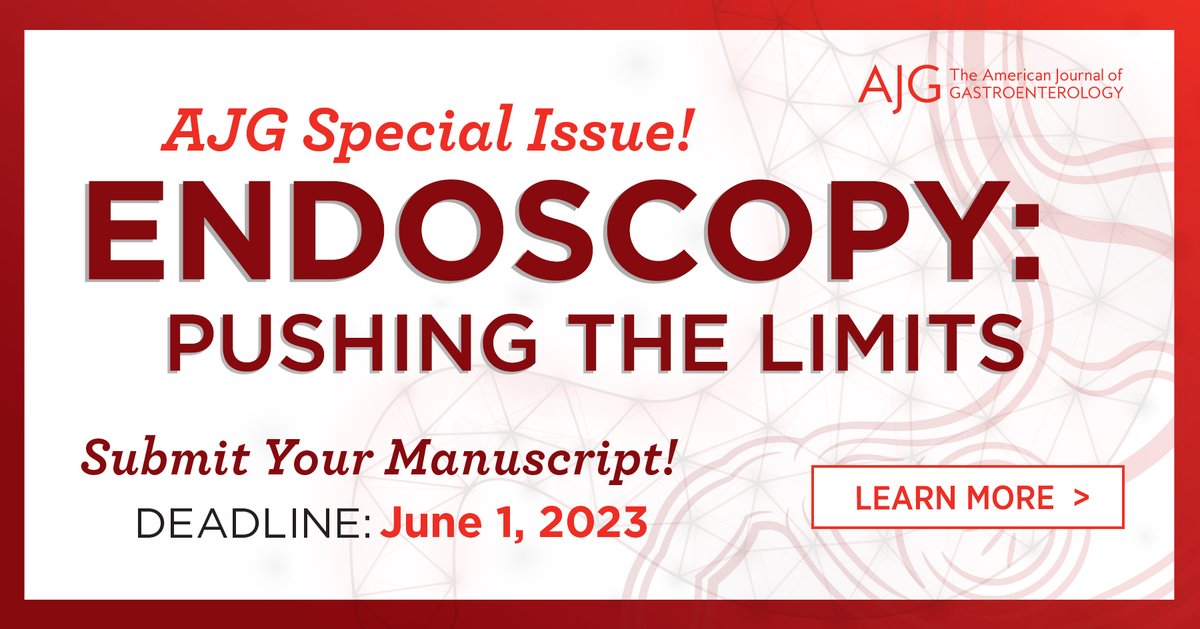 AJG's call for papers for the October 2023 special issue is now open! Read more at gi.org/call-for-paper…  @MLongMD @JasmohanBajaj @AmJGastro @AmCollegeGastro #endoscopy #journals #callforpapers #RedJournal #getpublished #amjgastro #ACG